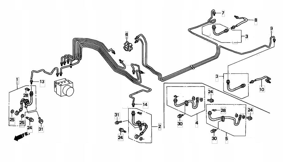 Przewody hamulcowe sztywne stalowe w otulinie: honda civic vi ( ej9 ) +abs