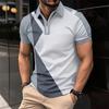 Summer New Men's Casual Short-sleeved Lapel Zip Polo Shirt