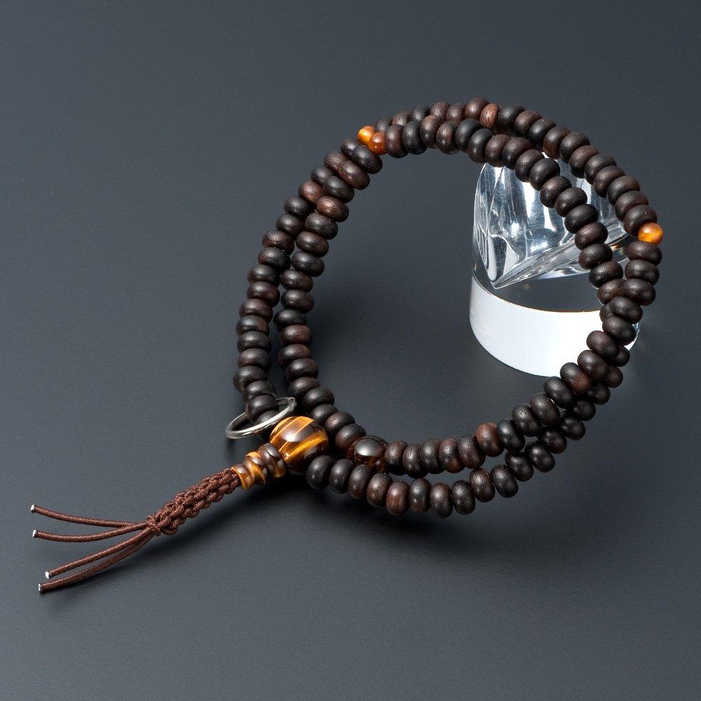 Buddhist altar shop Takita Shoten Specially Selected Bracelet Prayer Beads 108 Beads for Soto Striped Ebony Tiger Eye Stone Tailor Genuine Mala Bead