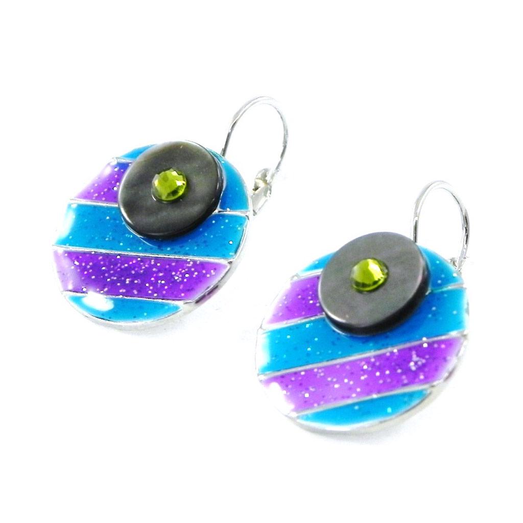 NOA [H8835] - Дизайнерские серьги "Бора-Бора" сине-фиолетовые.