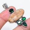 Natural Picture Jasper, Diopside 925 Sterling Silver Jewelry Pendant 2.17" Y9b10