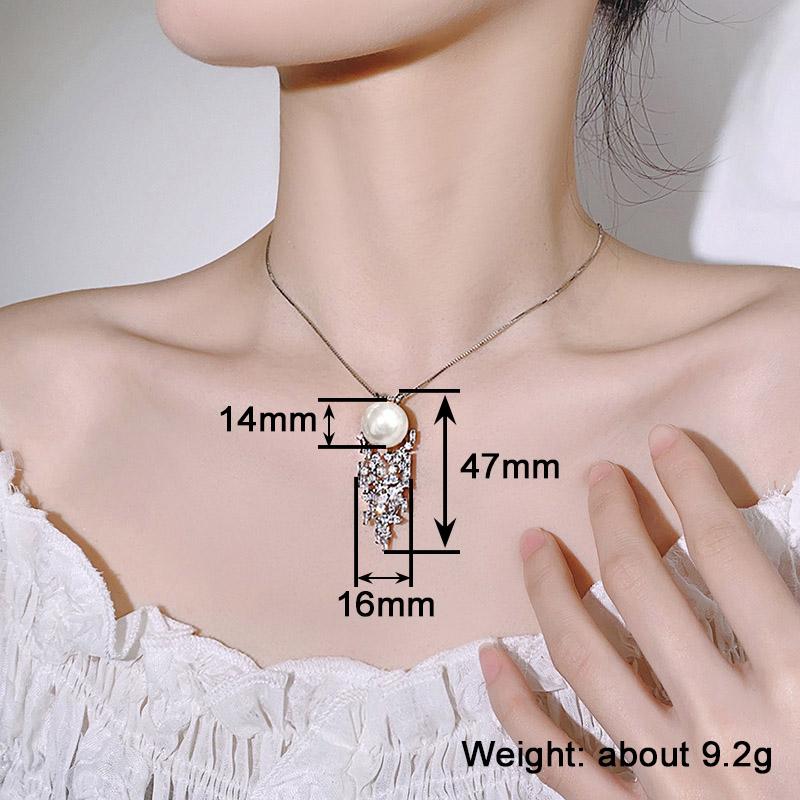 Xiaomi Huitan Elegant Women Imitation Pearl Pendant Necklace Aesthetic Wedding Accessories Hollow Geometric Design Jewelry Inlaid CZ