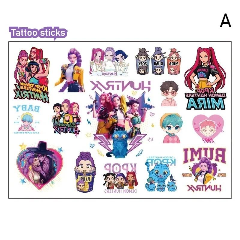 A set of Kpop demon hunter temporary tattoo stickers, Rumi cute waterproof tattoo, birthday party gift