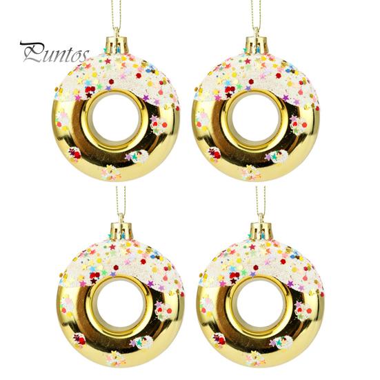 4 шт. рождественские украшения, подвески в виде пончиков, подвесные украшения для рождественской елки, реквизит для вечеринки, подвеска, домашний декор