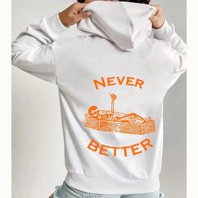 Женские весенне-осенние повседневные худи с капюшоном и длинными рукавами, с большим карманом, с принтом на Хэллоуин, пуловер, толстовка, топ