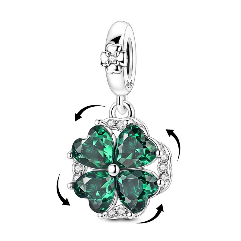 PAMELA 925 Silver Heart Birthstone Charm with Multi-color Zircon Flower Bead for Bracelet Best Gift