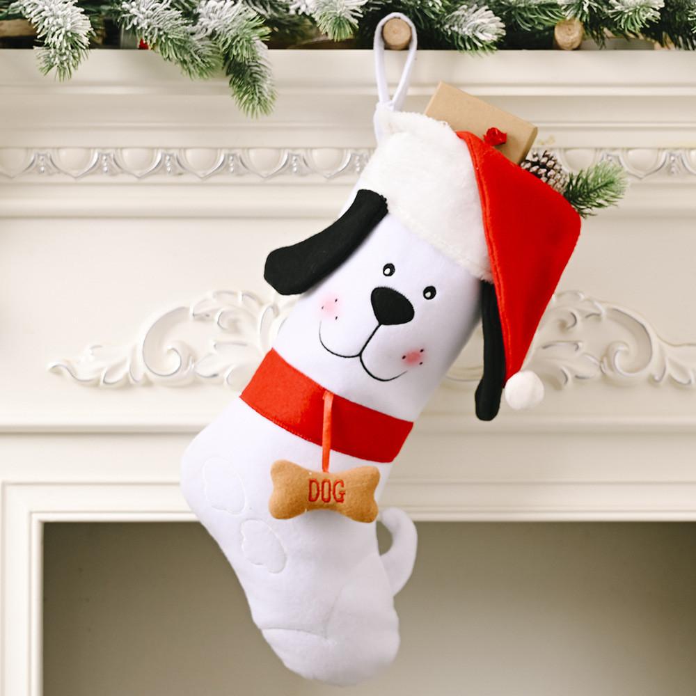 Charming Yellow And White Dog Bone Gift Stockings Perfect For Christmas Celebrations