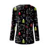 Women's Fashion Casual Long Sleeve Christmas Print Round Neck Pullover Top Blouse