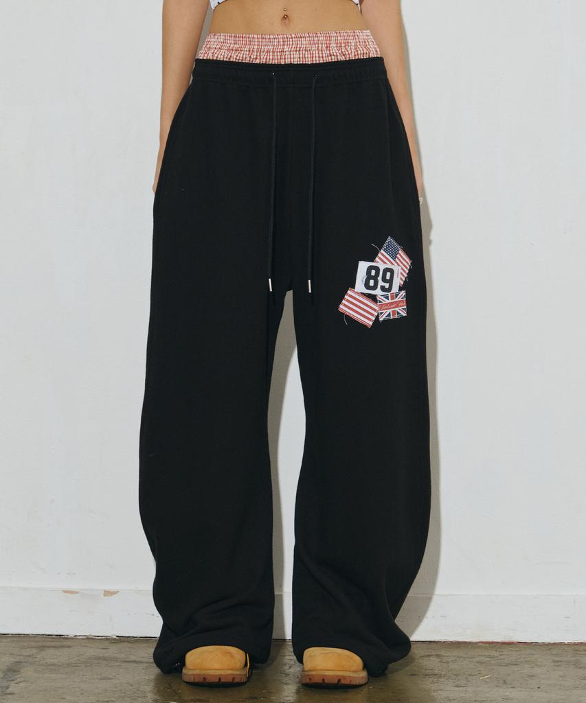 MIDNIGHT MOVE Rd Check Pants (Black)