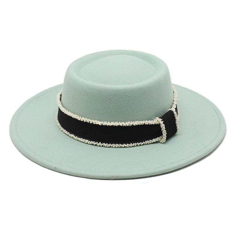 Xiaoxiangfeng шерстяная фетровая шляпа детская литературная бисерная цепочка лента вогнуто-выпуклая цилиндр однотонная универсальная шляпа-тазик прилив