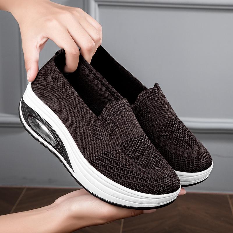 Women’s Black Running Sneakers Casual Red Sport Shoes Coffee Thick Sole Height Increase Platform Shoes Over Sized