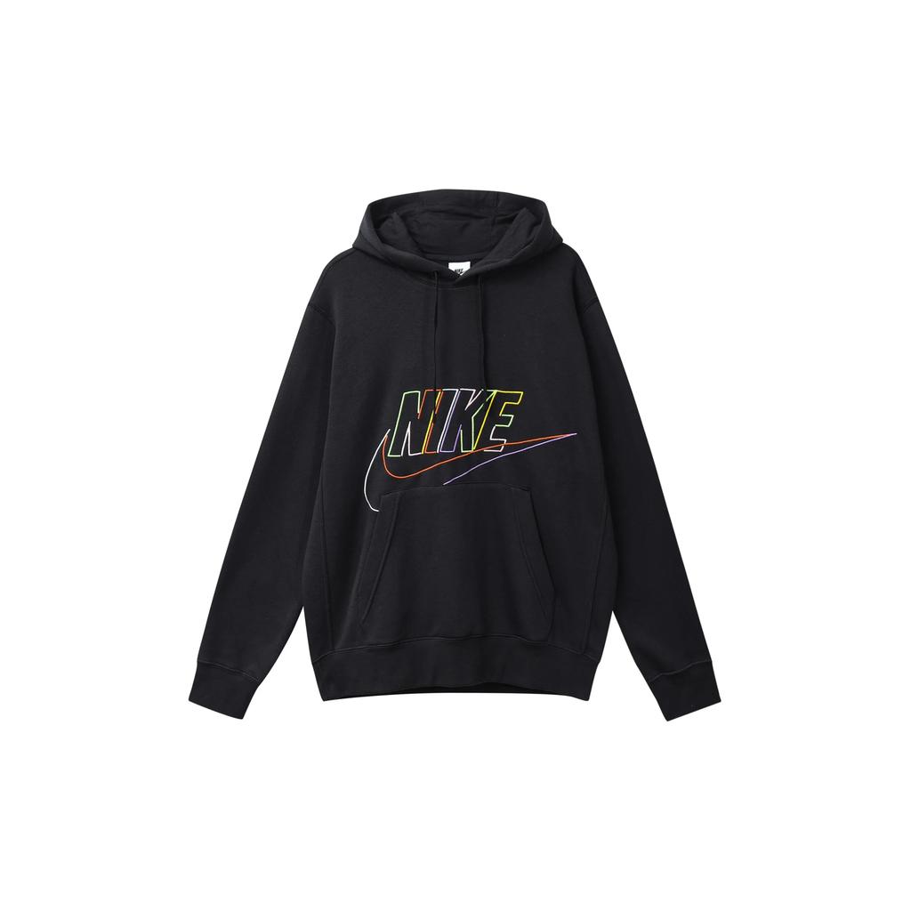 Nike Логотип Письмо Американский Винтаж Вышитое Худи и Флис Теплые Брюки с Манжетами Комплект Толстовки Мужской Комплект Толстовки Черный DX0542-010+CD3130-010