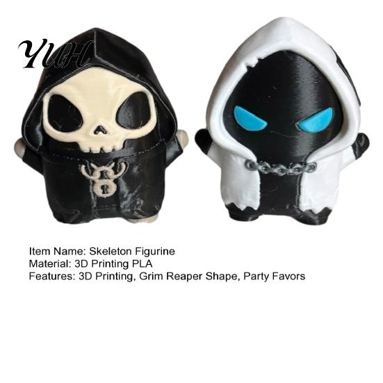 Creepy Skeleton Figure 2Pcs Video Game Inspired Figurine, 3D Printed Grim Reaper Figure, Mini Gothic Skull Decoration, Collectible Gift for