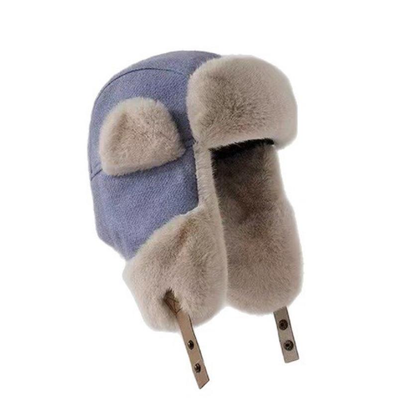 Зимняя женская плюшевая теплая шапка для защиты ушей, плюшевая утолщенная хлопковая шапка, шапка для защиты от холода при езде на велосипеде на открытом воздухе для мужчин