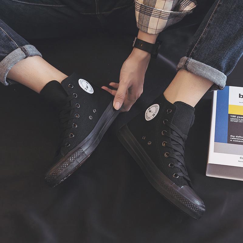 Унисекс корейские высокие кеды из парусины для пар и студентов - универсальная повседневная обувь, белый, S222