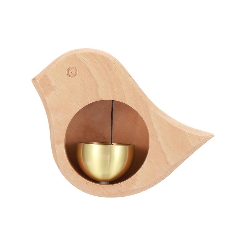 Decorative Wooden Bird Shape Magnetic Doorbell Metal Shopkeepers Bells for Refrigerator Entrance Wall Store Door Chimes