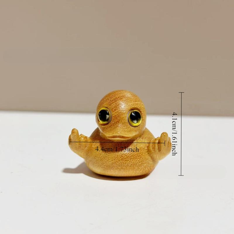Мини-фигурки уток, забавная утка со средним пальцем, деревянная статуэтка ручной работы, украшение для сада, домашнего офиса, рабочего стола, маленькая желтая утка