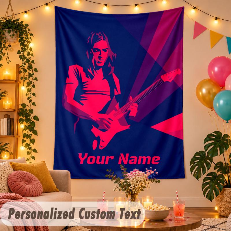 David Gilmour Personalized Wall Tapestry Custom Name Text Polyester Hanging Decor Home Room