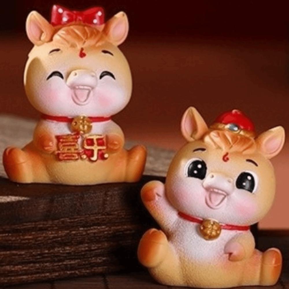 Lifelike 2026 Horse Year Figurines Resin Horse Statue Zodiac Horse Mascot New Year Gift