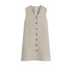 CS Summer New Product Women's Clothes Single Row Multi-Buckle V Neck Sleeveless Standard Linen Blend Dress 1283658