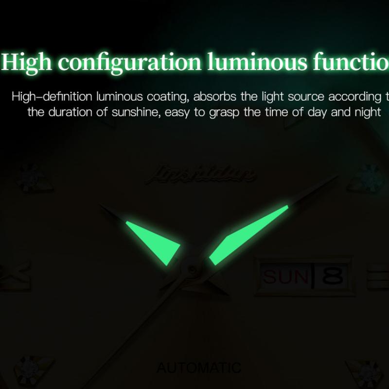 JINSHIDUN New Business and Leisure Men's Watches Fashion Diamond Belt Calendar Waterproof Couples High -end Women's Watch