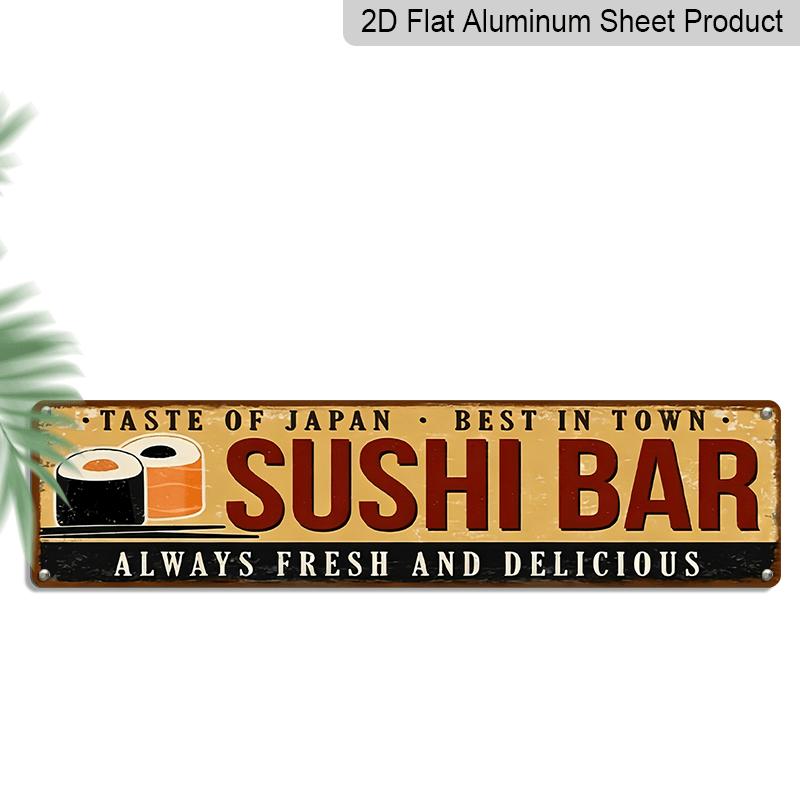 Vintage 2D Flat Sign - Decoration for Sushi Bar "Taste of Japan" & Always Fresh and Delicious - Durable Aluminum Plaque for Japanese Cuisine