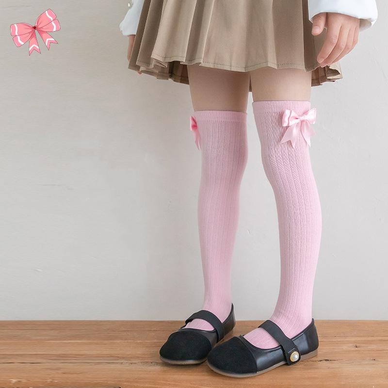 1 пара мягких гольфов для детей, милые модные леггинсы Koren для девочек, леггинсы с бантом, хлопковые носки, весенне-осенние детские школьные носки