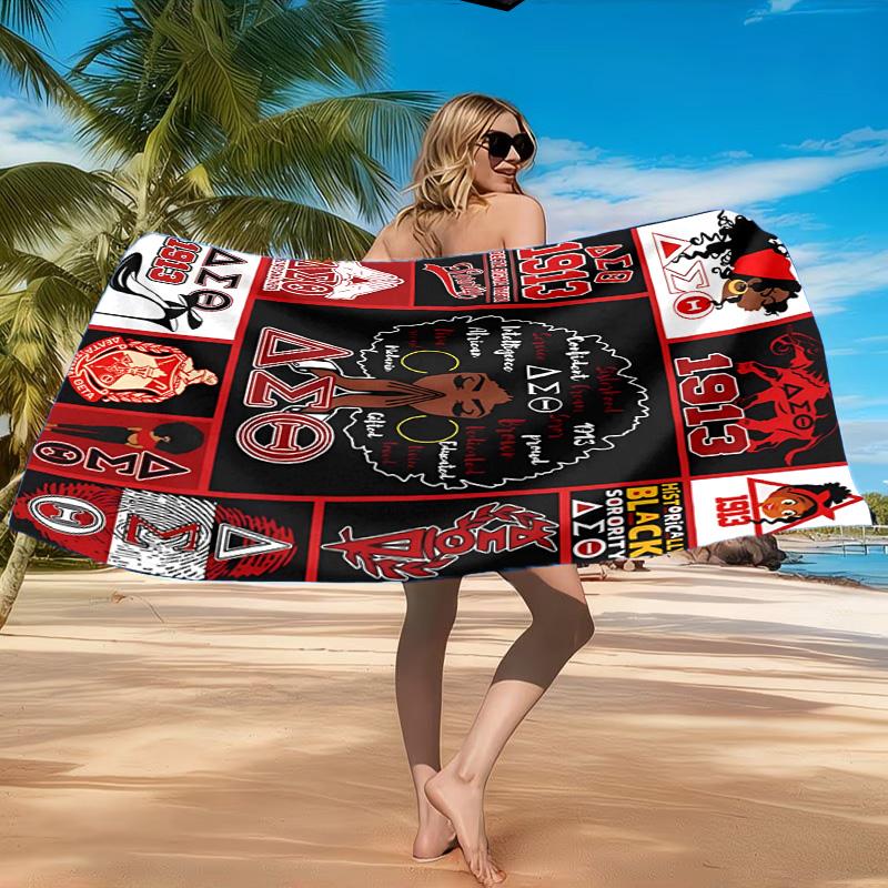 Delta Sigma Theta Beach Towel, Quick-drying, Easy to Care for, Suitable for Both Fitness and Beach Vacations,Sports Essential