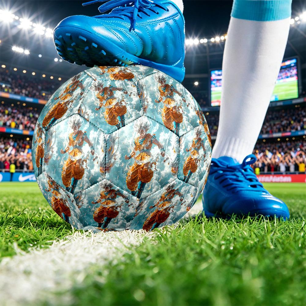Goku Printed Size 5 Standard Football, Waterproof PU Training Soccer Ball for Outdoor Sports