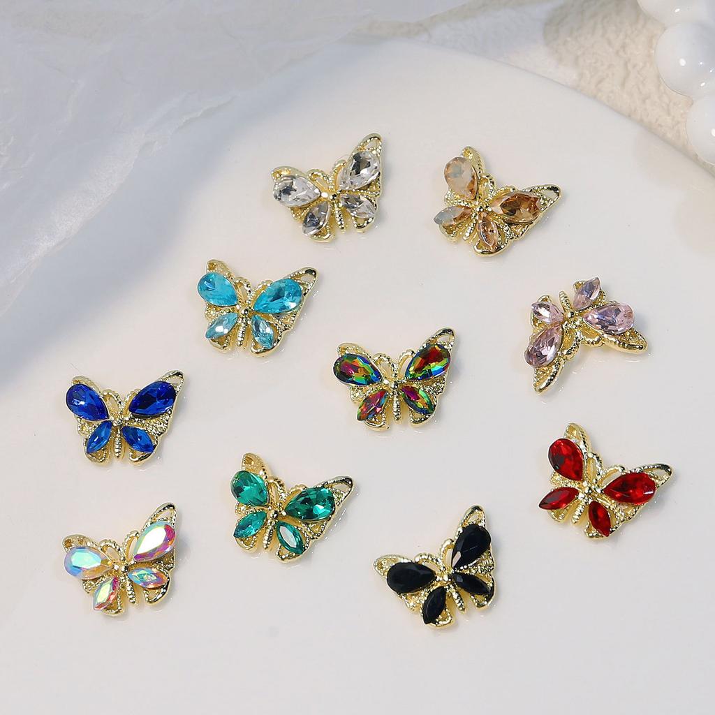 Nail Art Accessories Dream Crystal Butterfly Zircon Super Flash Three-Dimensional Alloy Nail Butterfly Accessories