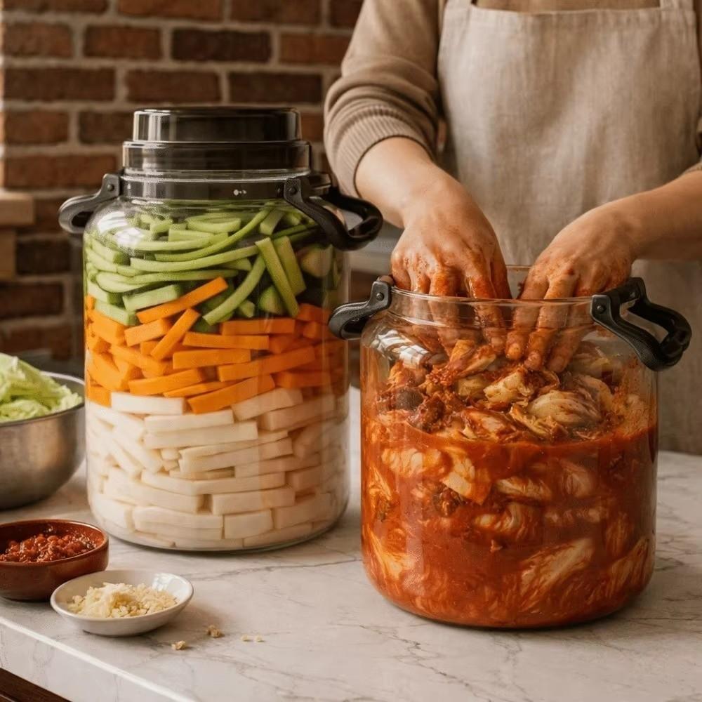 Sealed Pickle Container with Lids Airtight Storage Pitcher Plastic Pickle Jars