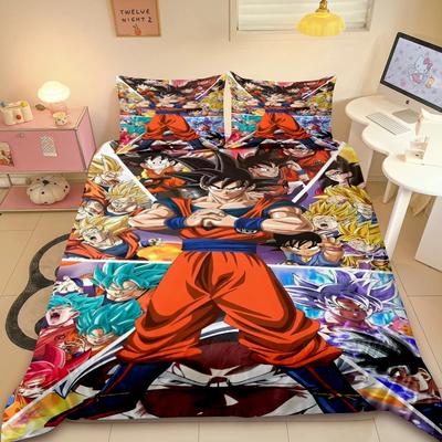 Десятки японских D-Dragon-Bal Мягкое постельное белье Аниме Super Saiyan Комплект постельного белья Son Goku Удобный комплект пододеяльника Теплый чехол для одеяла для спальни
