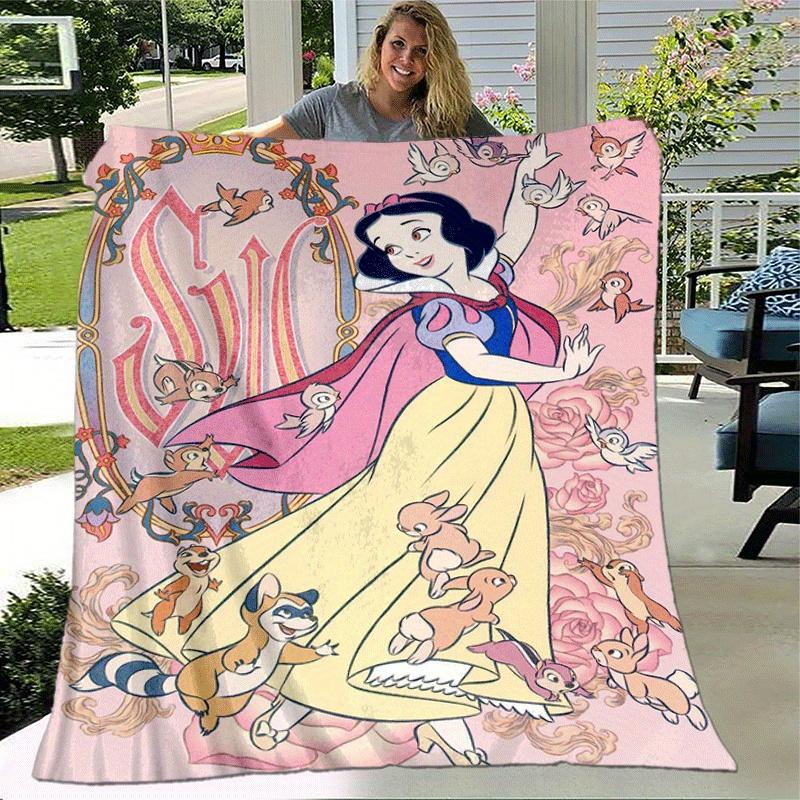 1pc Snow White Printing Blanket - Soft, All-Season Throw for Office Blanket, | Personalized Gift with Adorable Cartoon Design