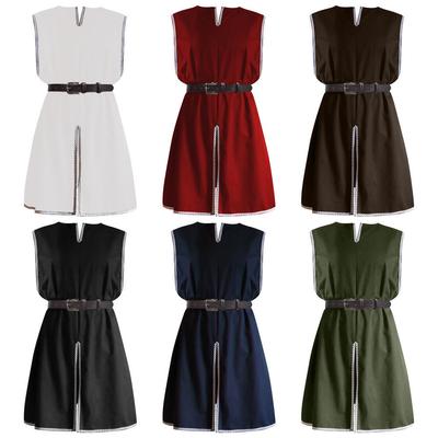 Средневековый мужской ретро рыцарский халат с поясом и круглым вырезом на Хэллоуин, боевой костюм самурая, карнавальный костюм