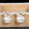 New Bow Shaped Imitation Pearl Earrings for Women Gold Color Elegant Ear Stud Piercing Jewelry Party Fancy Gift Accessories