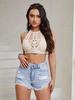 Women's European & American Fashion Ripped Raw Hem Denim Shorts