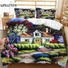 Красивая картина пододеяльник комплект постельного белья из полиэстера размера King Queen для детей мальчиков девочек одеяло покрывало с рисунком домика и дерева
