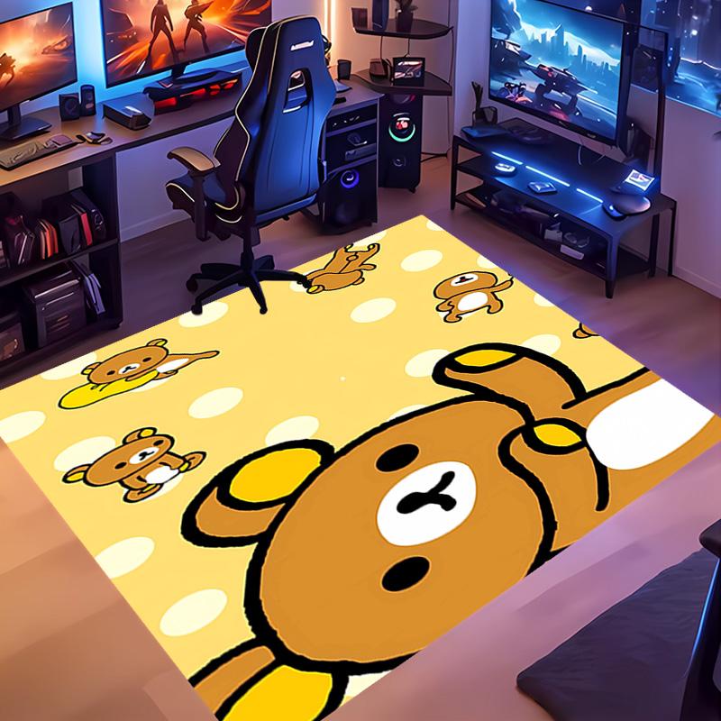 1pc Rilakkuma1 Entrance Mat, Non-Slip Mat Area Rug,Room Decor, Outdoor Decor, Kitchen Rug,Doormat - Machine Washable, Easy to Clean
