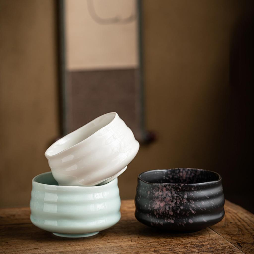 Matcha Tea Ceremony Japanese Tea Ceremony Tea Chashaku Matcha and Whisk 7-Piece Set, Utensils, Bowl, 100-Standing Chasen, (Tea Scoop), Powder, (Green)