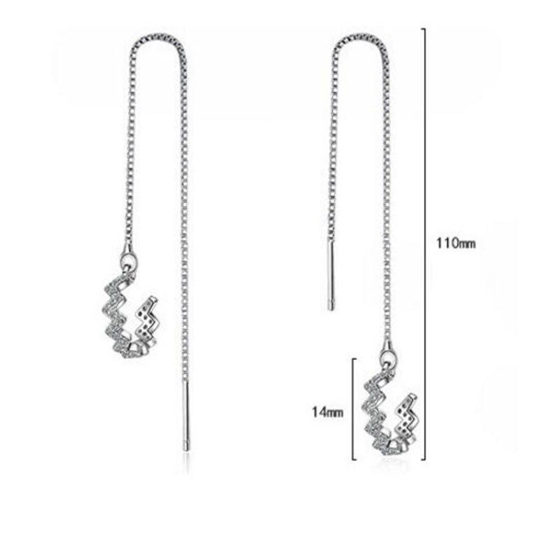 925 пробы стерлингового серебра изящный полукруглый циркон кулон длинные кисточки серьги для женщин ювелирные изделия для вечеринок подарки оптом S-E505