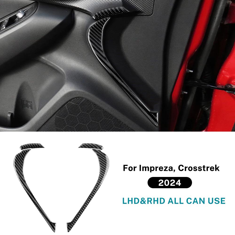 For Subaru Crosstrek 2024 Impreza 2024 Real Soft Carbon Fiber Car Front Door Panel Sticker Interior Trim LHD RHD Accessories