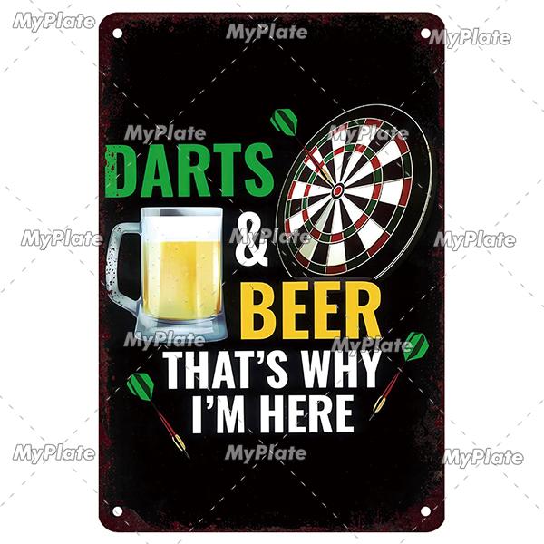 MyPlate Darts 180 Металлическая табличка Пивной бар Винтажная табличка Магазин Жестяная табличка Тарелка Настенный декор Для бара Клуба Художественная картина Постер Подарок