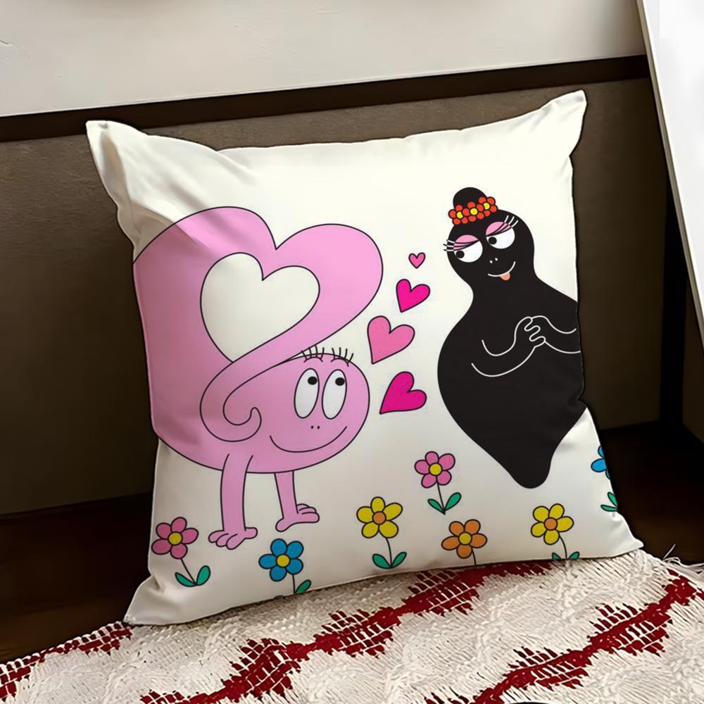 Cartoon Cute BBarbapapas Cushion Cover Reversible Soft Durable Pillow Cover Home Car MultiScene Use for Daily Comfort