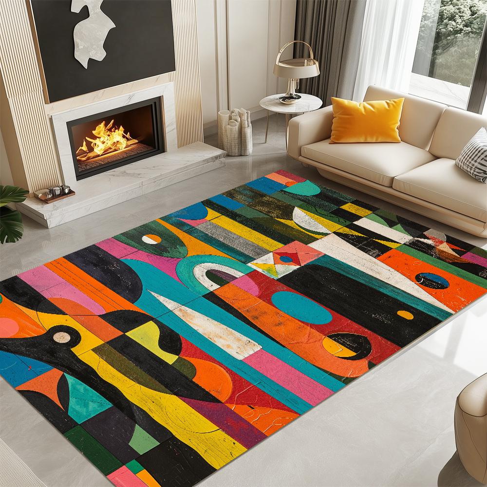 Modern Abstract Geometric Rug Non Slip Washable Area Carpet for Living Room Bedroom Dining Room Coffee Table Home Decor