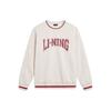 Li Ning Sports Lifestyle Series Letter Print Fleece Crew Neck Pullover Long Sleeve Sweatshirt Unisex Sweatshirt Flower-Gray Tile-Gray AWDTB51-1