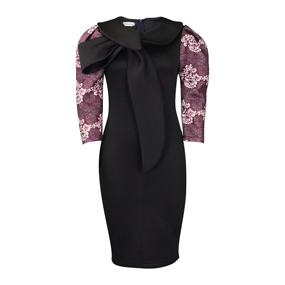 Женское платье большого размера на весну и осень, модное платье со средними рукавами, женское элегантное цельное лоскутное платье-футляр