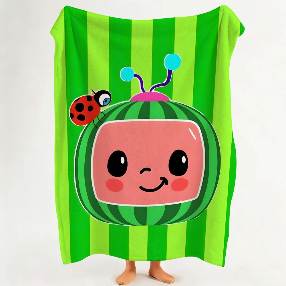 Cartoon C Cocomelon  Flannel  Blanket Suitable for Sofa Living Room Bedroom
