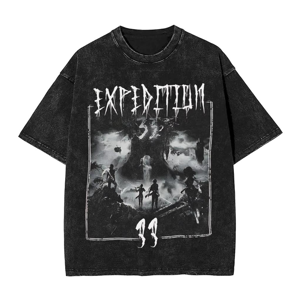 Clair Obscur Expedition 33 Стиранные Футболки Уличная Мода Хип-Хоп Ретро Футболки Мужские Женские Хлопок Лето