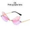 1PC Rimless Dragonfly Wing Sunglasses Vintage Clear Gradient Ocean Lens Sun Glasses Shades UV400 Fashion Party Accessories