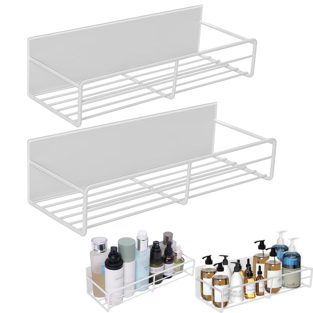 Set of 2 Magnetic Bathroom Racks for Bathroom, Washroom, and Kitchen Storage (White)